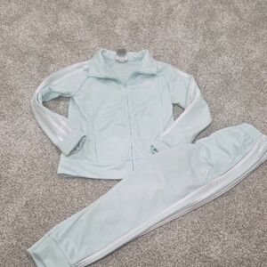 Adidas Pastel Blue Tracksuit with White Stripes